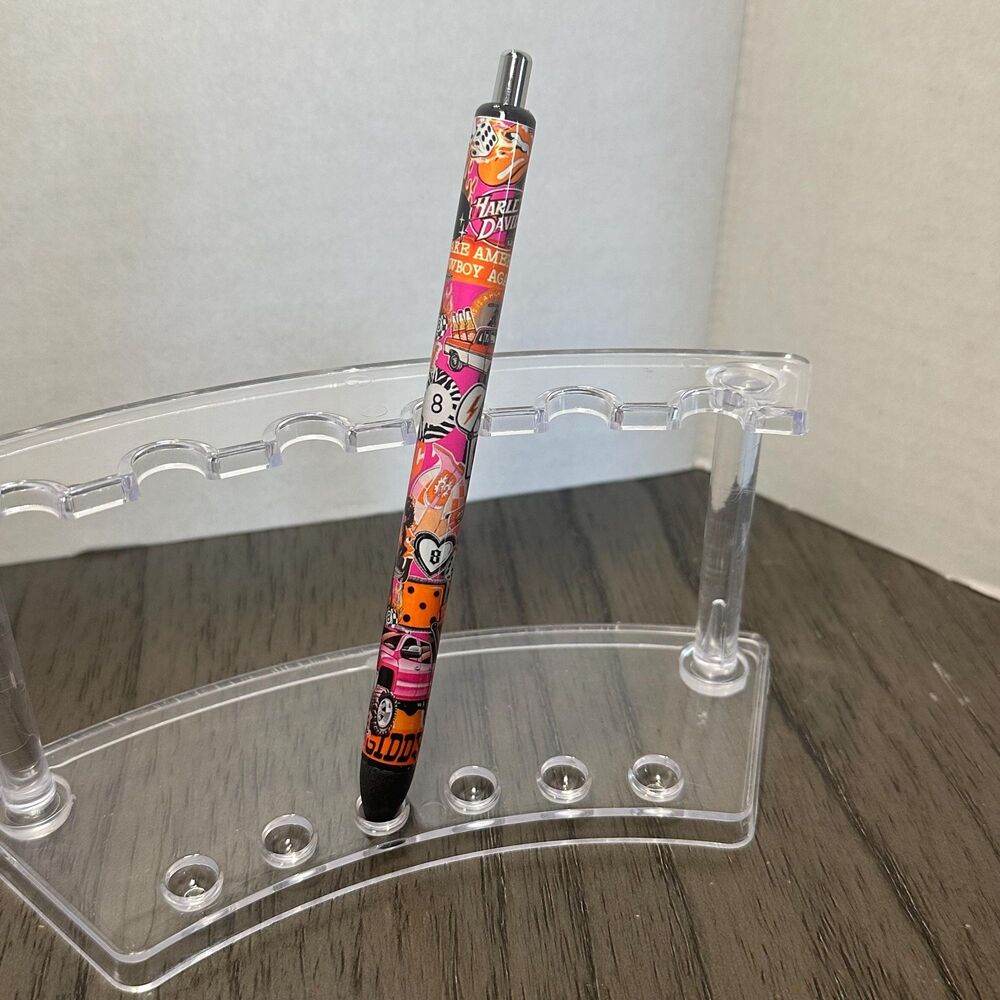 Western cowboy biker chic Inkjoy Personalized Pens, Refillable gel pens, Vinyl W